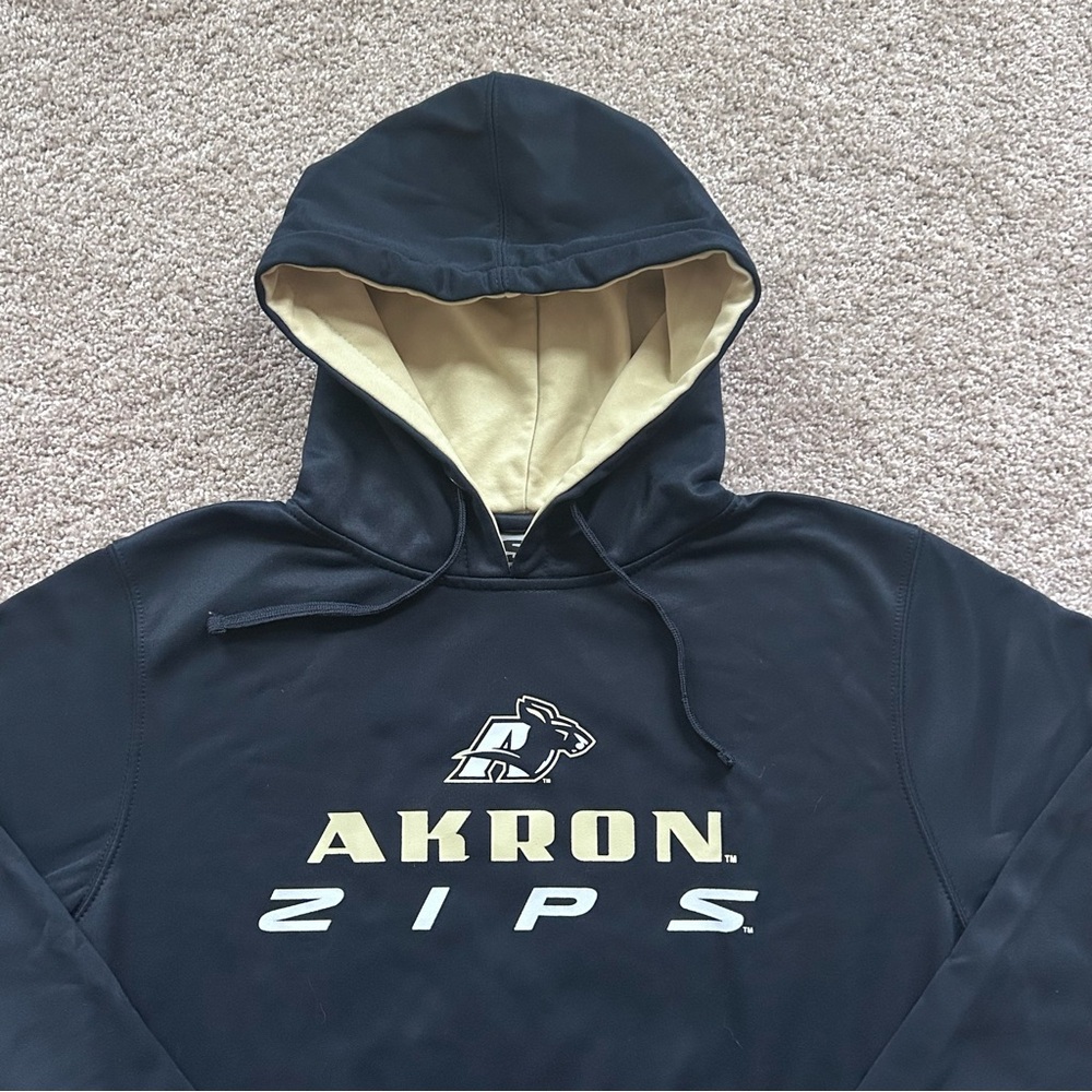 University of Akron Zip Navy Blue Hoodie Sweatshirt Size Medium - Picture 2 of 8